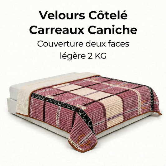 Couverture Velours Côtelé Carreaux
