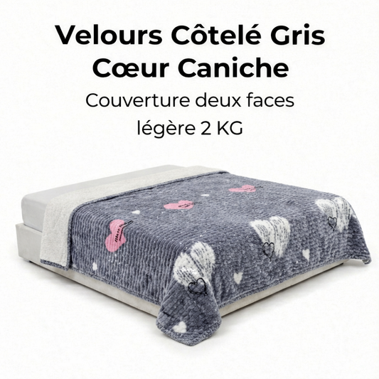 Couverture Velours Côtelé Cœur