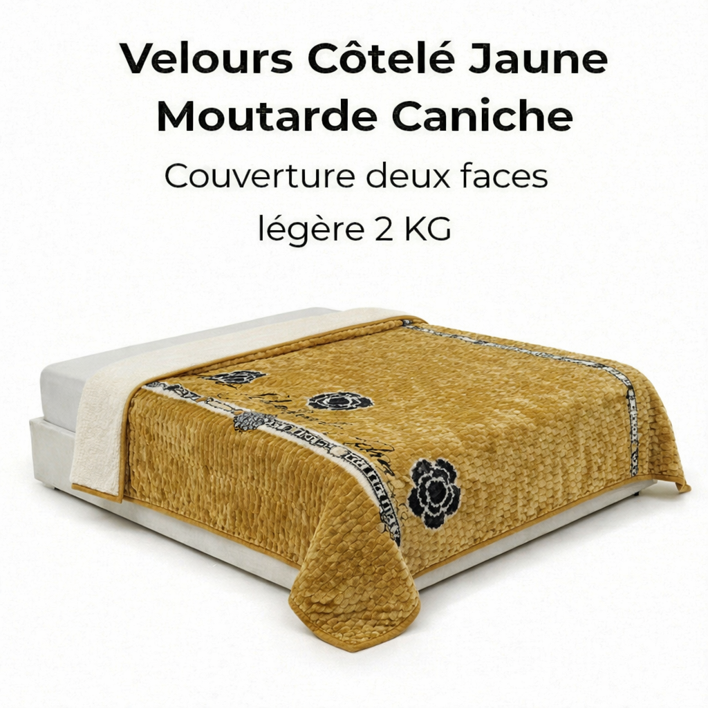 Couverture Velours Côtelé Moutarde