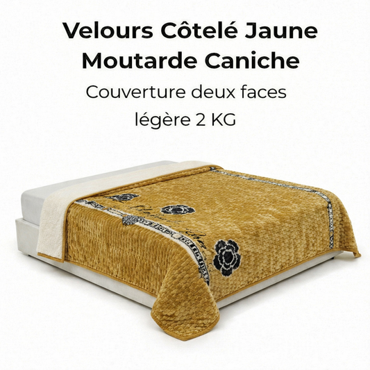 Couverture Velours Côtelé Moutarde