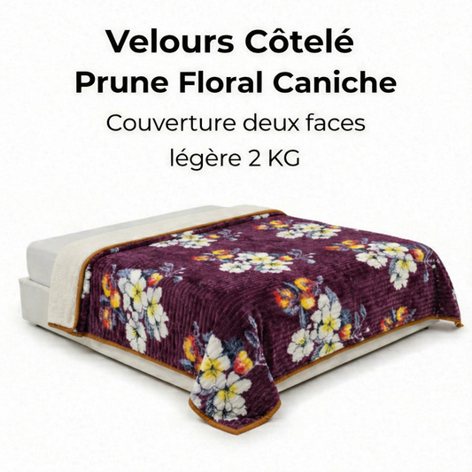 Couverture Velours Côtelé Floral