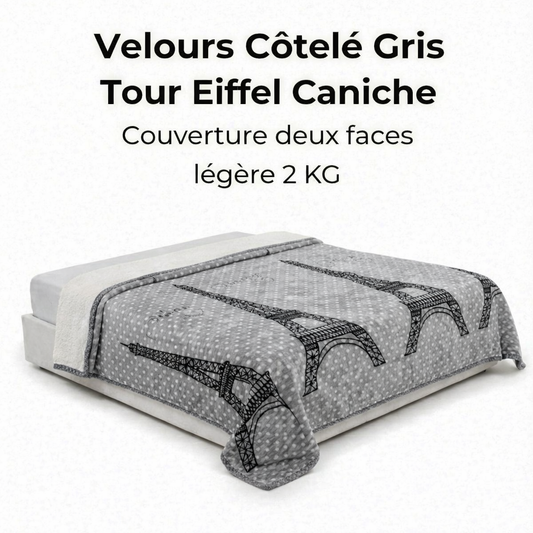Couverture Velours Côtelé Tour Eiffel