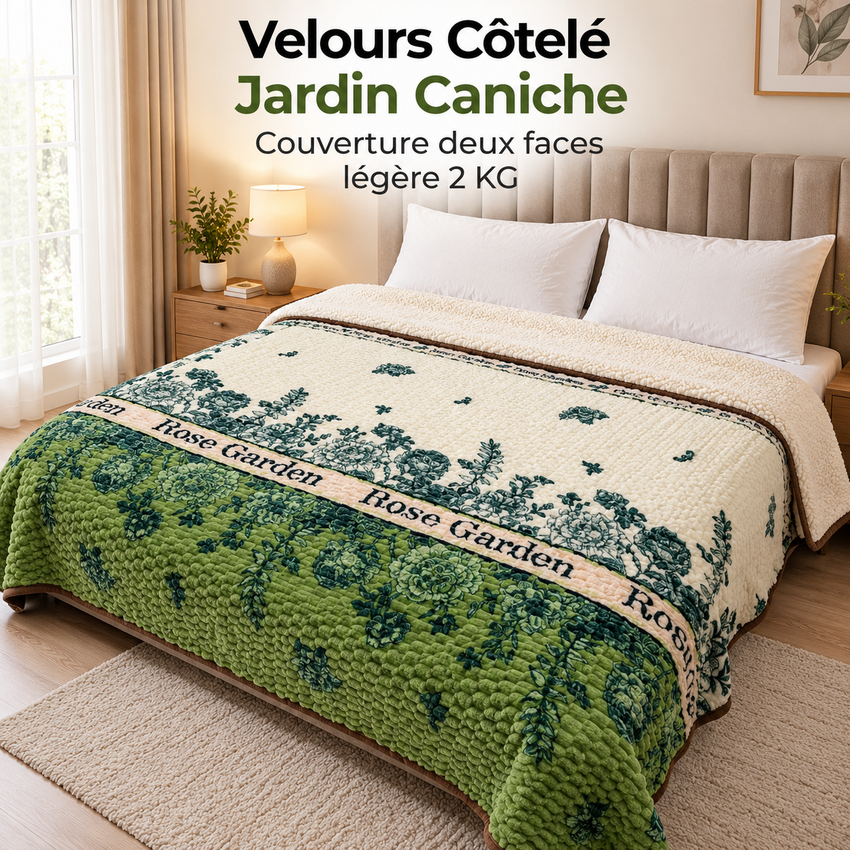 Couverture Velours Côtelé Jardin