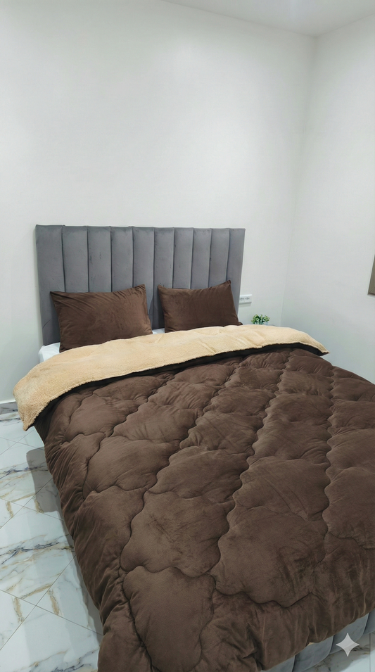 couvre lit 2 places marron foncé