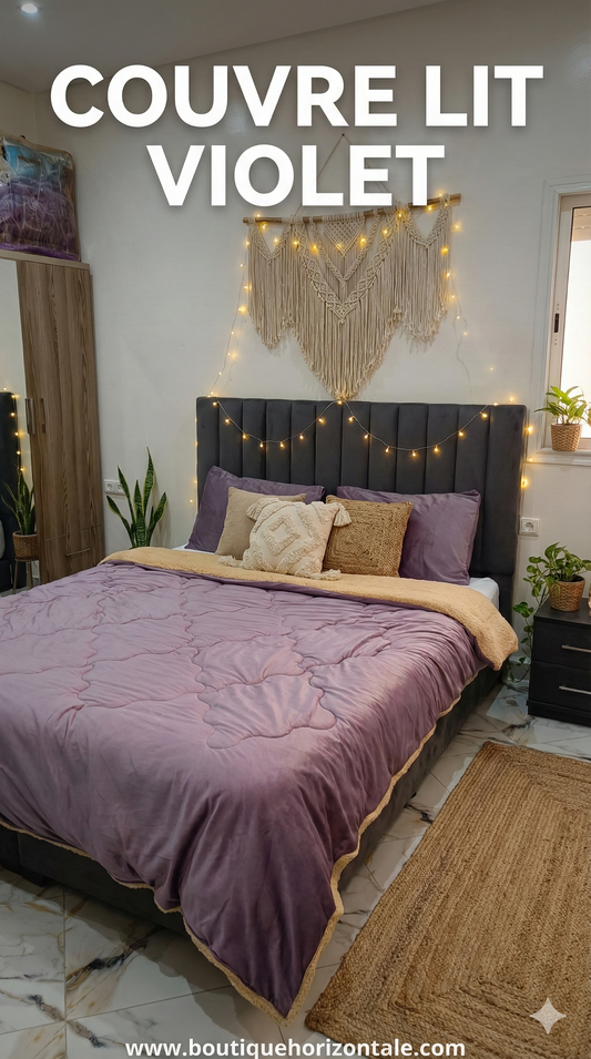 couvre lit violet 2places