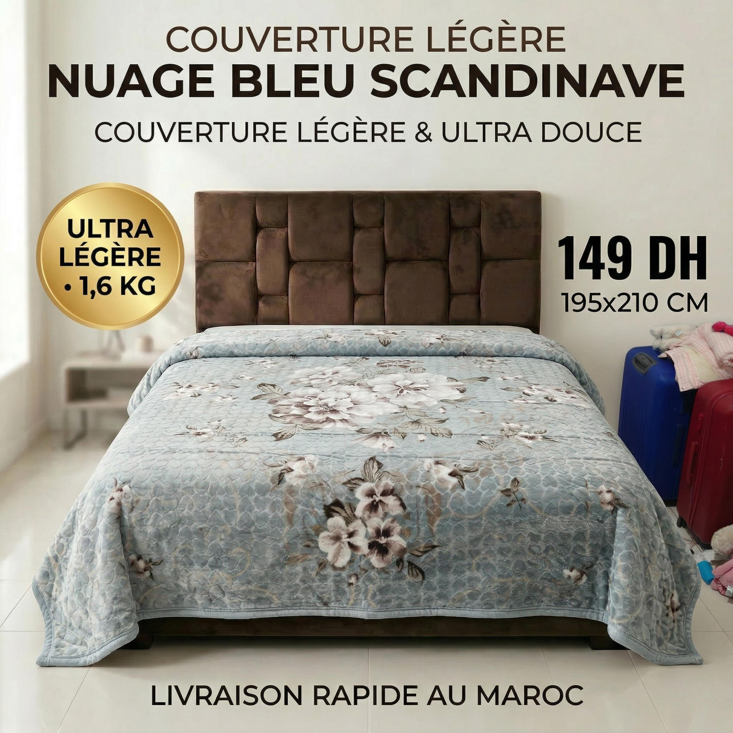 Couverture légère Nuage Bleu Scandinave